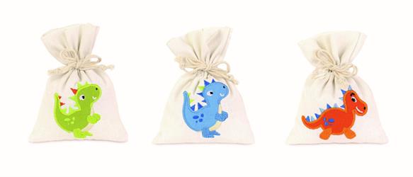 SACCHETTO TESSUTO COTONE DINOSAURO 10X14