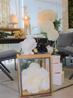 ROSA CON STELO SU BASE  WHITE H.160