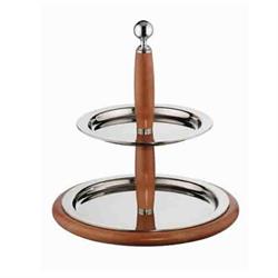 ALZATA INOX LEGNO 2 PIANI CM. 46-34