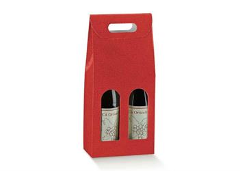 SCAT. 2 BOTTIGLIE PELLE ROSSA 18X9X39