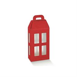 SCAT. LANTERNA CON PVC  PELLE ROSSA 18X9X37