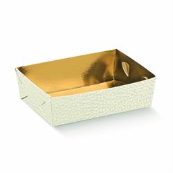 SCAT. VASCHETTA  PELLE  BIANCA 25X17X4 INT. ORO