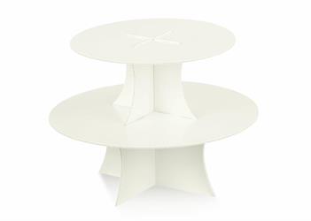 ALZATINA CARTONE 2 PIANI D.27 BIANCO PERLATO