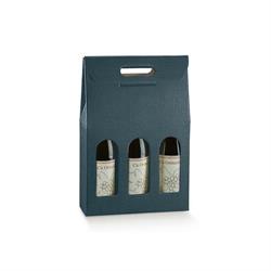 SCAT. 3 BOTTIGLIE JUTA BLU 27X9X39