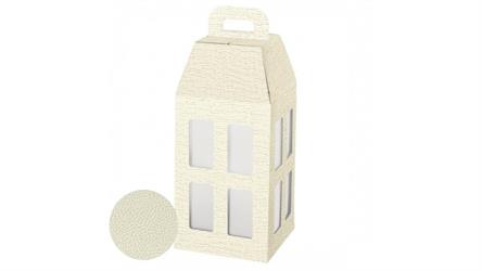 SCAT. LANTERNA CON PVC  TELA BIANCA 18X18X39