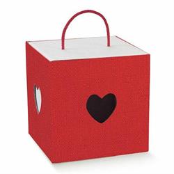 SCAT. CUBO INS. CON CORDINO 24,5X24,5X18 LINO ROSSO