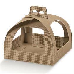 SCAT. PORTAPANETTONE 25X25X18 C.MANIGLIA ONDA AVANA