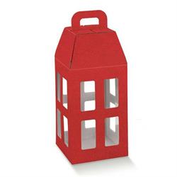 SCAT. LANTERNA CON PVC  PELLE ROSSA 18X18X39