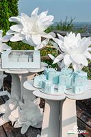 SCAT. CUBO CON CORDINO  5X5X5 ORSETTO AZZURRO RIGHE