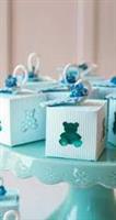 SCAT. CUBO CON CORDINO  5X5X5 ORSETTO AZZURRO RIGHE