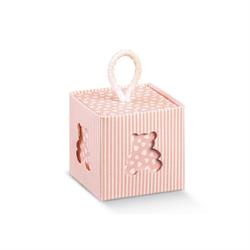 SCAT. CUBO CON CORDINO  5X5X5 ORSETTO ROSA RIGHE
