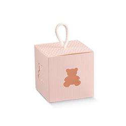 SCAT. CUBO CON CORDINO  8X8X8 ORSETTO ROSA RIGHE