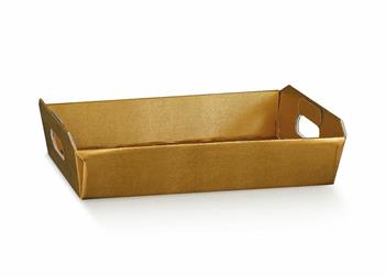 SCAT. CESTA PELLE ORO   31X22X9