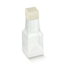 SCAT. MINI BOTTIGLIA 4X4X10 TRASP.PELLE BIANCA