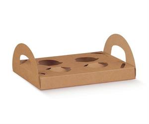 VASSOIO 4 CAPPUCCINO AVANA CON MANICI 325X120X90