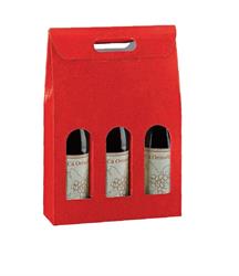 SCAT. 3 BOTTIGLIE PELLE ROSSA 27X9X38