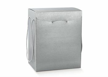 SCAT. SEGRETO C/CORDINO SKIN ARGENTO 28X20X35