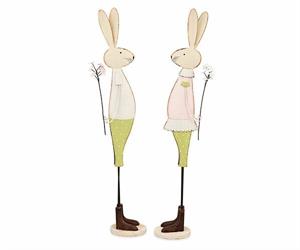 CONIGLIO LATTA CON BASE H.61 CON FIORI