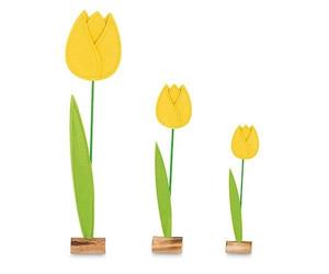 SET 3 TULIPANI GIALLI IN FELTRO H.100-70-90