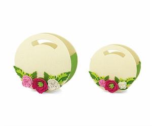 SET 2 CESTINI OVALI FELTRO FIORE FUXIA D.16-20