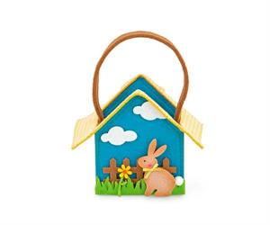 CESTO CASETTA E CONIGLIO FELTRO CM.12 CIELO