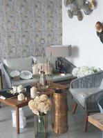 LANTERNA METALLO E VETRO BRONZO DEC.FOGLIE H.64