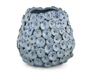 VASO FATTO A MANO CERCHI BLU H.24