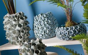 VASO FATTO A MANO CERCHI BLU H.24