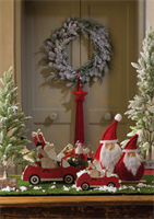 BABBO NATALE AEREO LEGNO CONTENITORE CM.30X22 H.