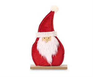 BABBO NATALE IN TESSUTO BASE IN LEGNO CM.24 H.