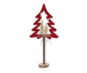 ALBERO ROSSO FLOCCATO   CM.44 BASE IN LEGNO