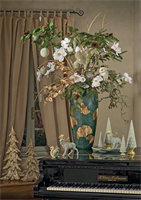 ALBERO FLOCCATO SALVIA  CON BASE ORO CM.20