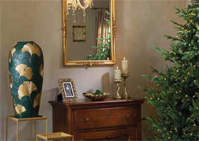 PORTACANDELA GINKGO BILOBA ORO CM.28 H.