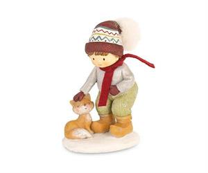 BAMBINO CON VOLPE CM.18 IN POLIRESINA