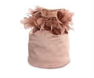 SACCO VELLUTO CON PIUME CM.23X34 H. ROSA