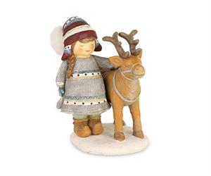 BAMBINO CON ALCE RESINA CM.14X16 H.