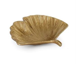VASSOIO GINKO BILOBA ORO  CM.36X35X7,5