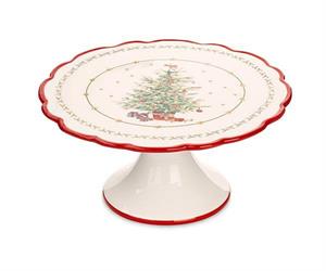 ALZATA IN CERAMICA CON  DECORO ALBERO D.26X12 H.