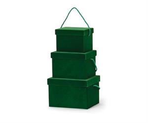 SCATOLA RETTAN. FLOCCATA CM.15X12X11,5 H. VERDE