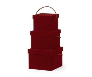 SCATOLA QUADRA FLOCCATA CM.19X19X13 H. BORDEAUX