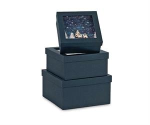 SCATOLA QUADRA PAESAGGIO CM.21X21X9,5 H. BLU