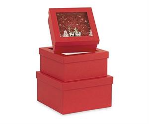 SCATOLA QUADRA PAESAGGIO CM.21X21X9,5 H. ROSSA