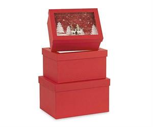 SCATOLA RETTANG. PAESAGGIO CM.23X32X18 H. ROSSA