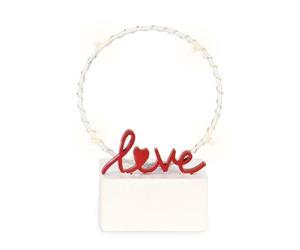 CERCHIO BIANCO LOVE CON LED SU BASE D.8