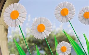 MARGHERITE IN PANNO SU PRATO BASE LEGNO PZ.2 CM.24/32