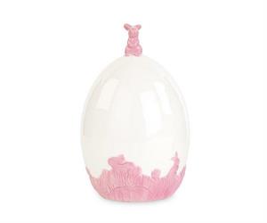 CONIGLIO SU UOVO BIANCO ROSA IN PORCELLANA D.95