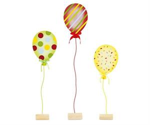 SET 3 PALLONCINI FELTRO SU BASE LEGNO H.83-99-110