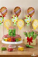 SET 3 PALLONCINI FELTRO SU BASE LEGNO H.83-99-110