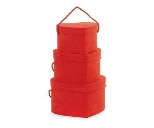 SCATOLA ALCANTARA CUORE ROSSO CON CORDINO CM.25X20X15 H.