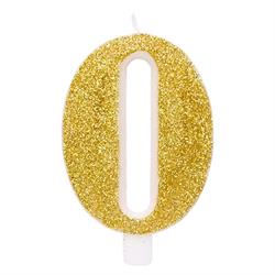 CANDELINA NUMERALE CM.9,5 GLITTER NR.0 ORO